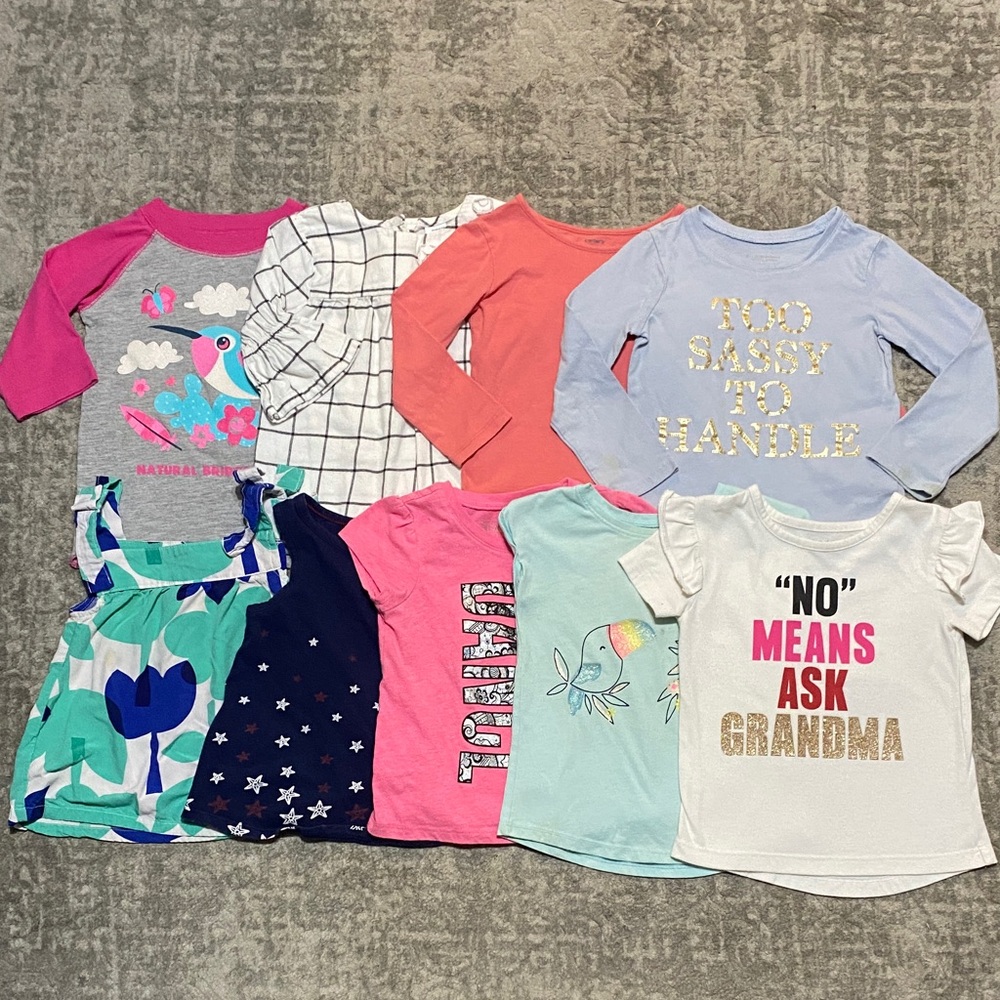 🔥4/20! Bundle of 9 girls shirts. Size 2T
